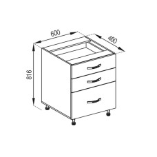 Кухонная секция нижняя Н 60 3Ш (2 + 1) FAVORIT Оля Мир мебели 