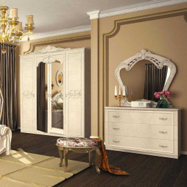 Комплект спальни Олимпия 4Дв Шкаф 4Дв Кровать 1,6 Тумба 2Шх 2шт Комод 3Шх Зеркало MiroMark