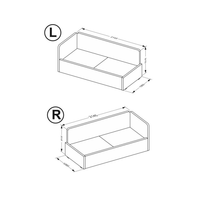 Ліжко М'яка оббивка з ящиками 0,9х2,0 Хеппі / Happy MiroMark SF-32-HP