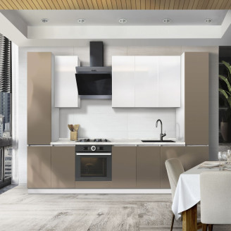 Кухня готова МДФ Каста 2,8 м Kastamonu H900 вбудована плита, окрема витяжка, відкриття за рахунок фасаду Senam