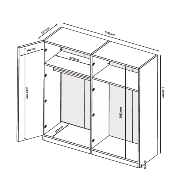 Шкаф 4Дв с зеркалом Луиза / Luiza Глянец Белый MiroMark LZ-14-WB