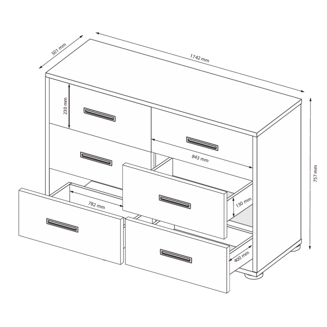 Комод 6Ящ Белла / Bella Глянец белый MiroMark BL-66-WB