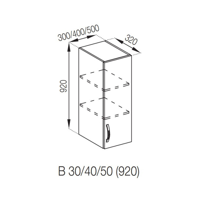 Кухонная секция верхняя В 30 (h-920) Прованс Мир мебели