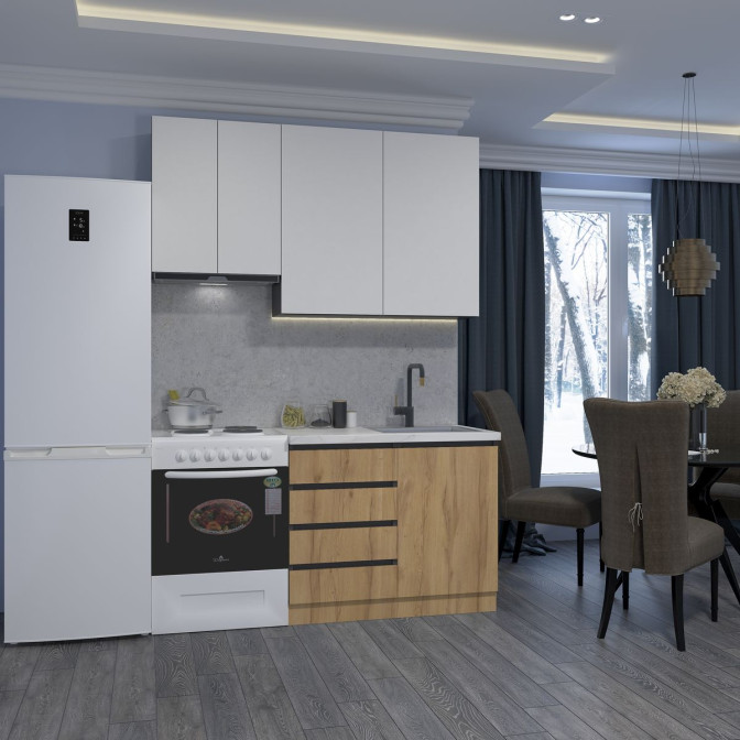 Кухня готова ДСП 3 Класик 1,6 м висота Н 900 плита окремо, без ручок Senam