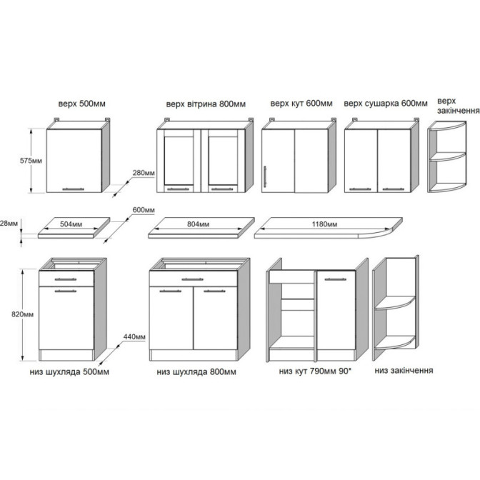 Модульна кухня Білий/Крафт Білий ЕКО Еверест