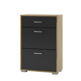 Тумба для обуви Дуб Артизан / Антрацит Мир Мебели