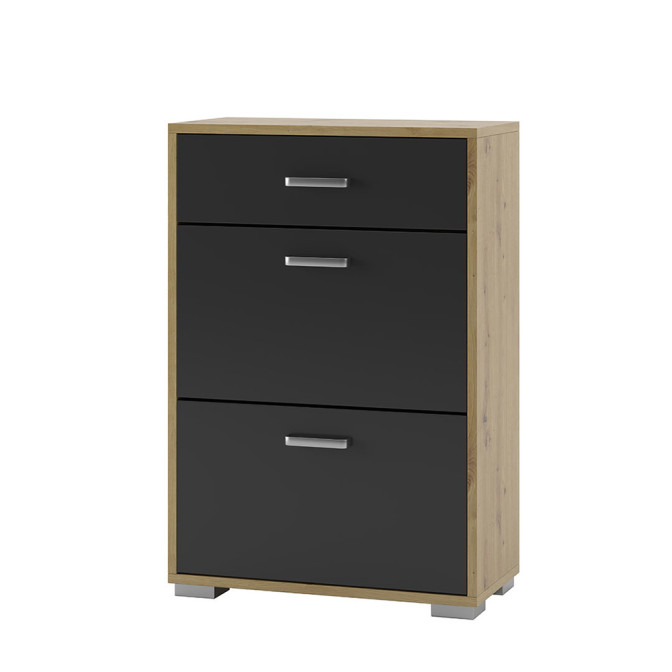 Тумба для обуви Дуб Артизан / Антрацит Мир Мебели