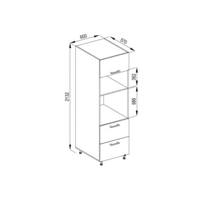 Кухонная секция пенал П 60 ДШ п/мікрохв. LUX Марта Мир мебели