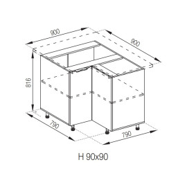 Кухонная секция нижняя 90*90 Алиса Мир мебели