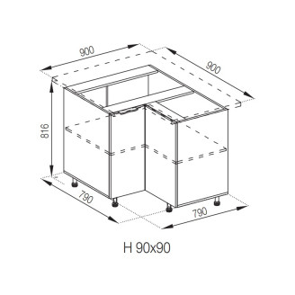 Кухонная секция нижняя 90*90 Алиса Мир мебели Кухонная секция нижняя 90*90 Алиса Мир мебели