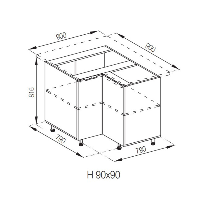 Кухонная секция нижняя 90*90 Алиса Мир мебели