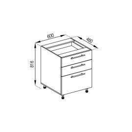 Кухонная секция нижняя Н 60 3Ш (2 + 1) LUX Адель Мир мебели