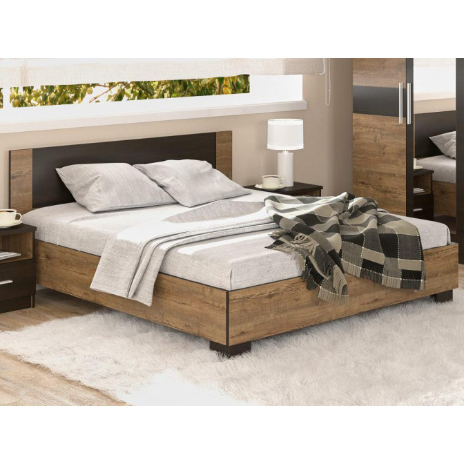 Ліжко Вероніка 160x200 з Ламелями 1600 (795х53) Дуб Апріл - Венге Темний Mebel Servise У-1