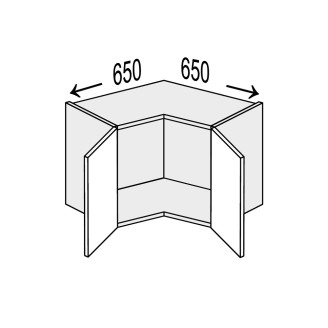 Кухонна секція Мері верхня Кут 90° 650х650/450 2дв MR-390W/9003gl MiroMark