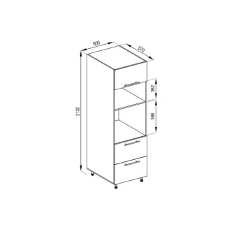 Кухонна секція пенал П 60 ДШ п/мікрохвиль. LUX Адель Світ меблів