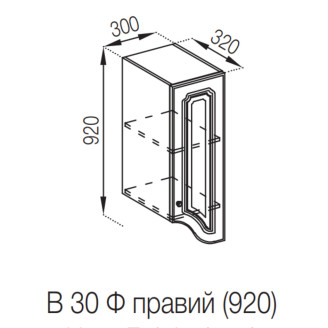 Кухонная секция верхняя В 30 Ф (h-920) Валенсия Мир мебели Кухонная секция верхняя В 30 Ф (h-920) Валенсия Мир мебели