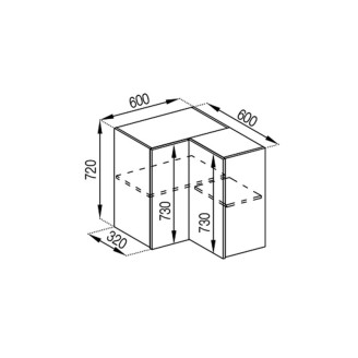 Кухонная секция верхняя 60*60 кут прямий Доминика Мир мебели 