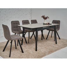 Керамический стол TM-76 калакатта мрамор (серая керамика)  +  черный Vetro mebel