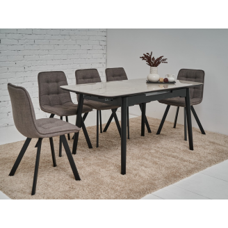 Керамический стол TM-76 калакатта мрамор (серая керамика)  +  черный Vetro mebel