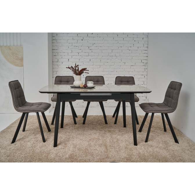 Керамический стол TM-76 калакатта мрамор (серая керамика)  +  черный Vetro mebel