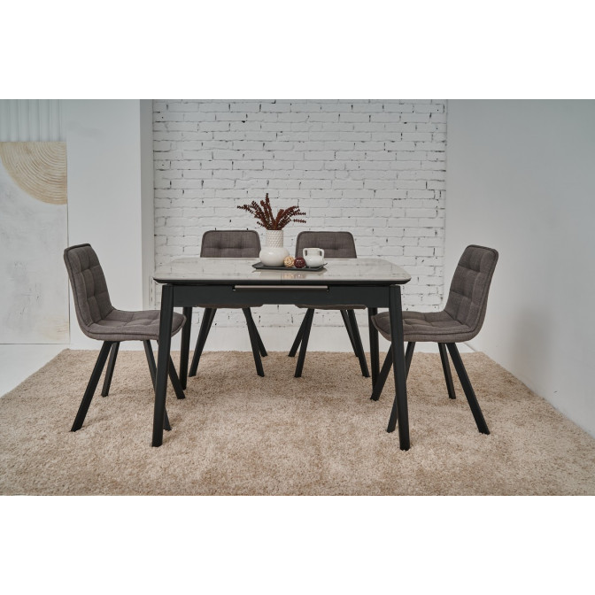 Керамический стол TM-76 калакатта мрамор (серая керамика)  +  черный Vetro mebel