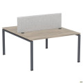 Рабочая станция с перегородкой SIG-164 (1387х1600х750) Черный граф/Вяз Либерти/Серый AMF