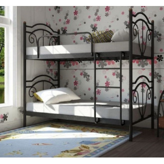 Кровать Двухъярусная Металлическая Диана 80х190 Черный Металл-Дизайн У-1