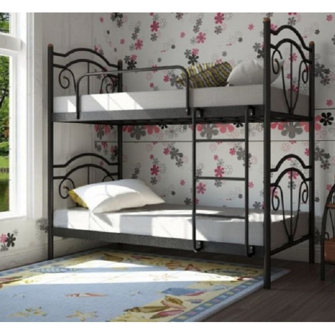 Ліжко Двоярусне Металеве Діана 80х190 Чорний Метал-Дизайн У-1