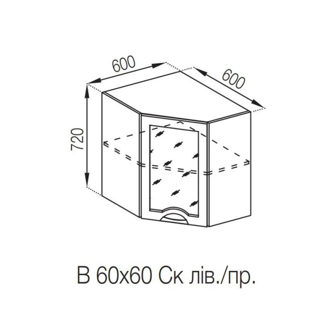 Кухонная секция верхняя 60*60Ск Адель Люкс Мир мебели 
