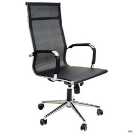 Крісло Slim Net HB Хром Tilt чорний AMF