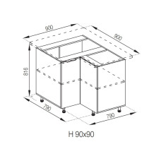 Кухонная секция нижняя 90*90 Милана Мир мебели