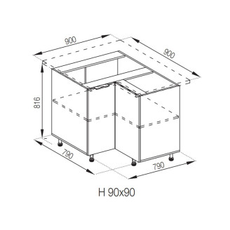 Кухонная секция нижняя 90*90 Милана Мир мебели Кухонная секция нижняя 90*90 Милана Мир мебели