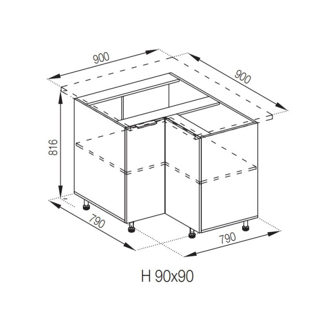 Кухонна секція нижня 90*90 Мілана Світ меблів