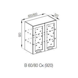 Кухонная секция верхняя В 80 Ск (h-920) Адель Люкс Мир мебели