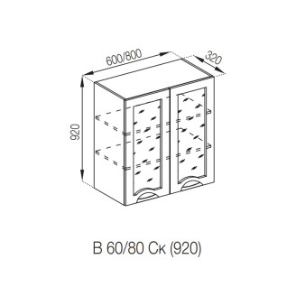 Кухонная секция верхняя В 80 Ск (h-920) Адель Люкс Мир мебели