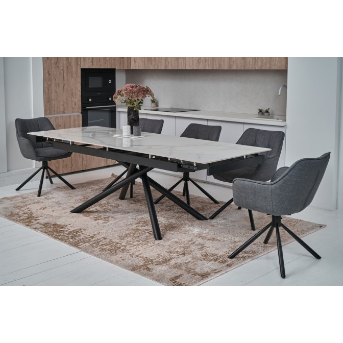 Керамический стол TML-819 вайт клауд  +  черный Vetro mebel