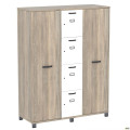 Шкаф Locker SIG - 605 (1450х550х1900мм) Черный графит / Вяз Либерти Дымчатый / Белый AMF