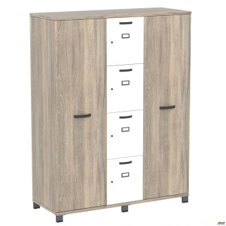 Шкаф Locker SIG - 605 (1450х550х1900мм) Черный графит / Вяз Либерти Дымчатый / Белый AMF