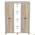 Шкаф Locker SIG - 605 (1450х550х1900мм) Черный графит / Вяз Либерти Дымчатый / Белый AMF