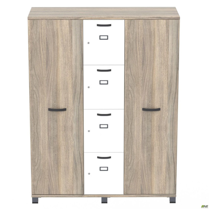 Шкаф Locker SIG - 605 (1450х550х1900мм) Черный графит / Вяз Либерти Дымчатый / Белый AMF