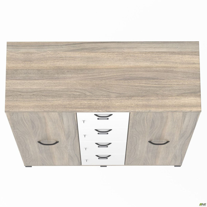 Шкаф Locker SIG - 605 (1450х550х1900мм) Черный графит / Вяз Либерти Дымчатый / Белый AMF