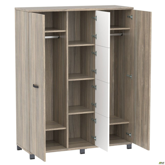 Шкаф Locker SIG - 605 (1450х550х1900мм) Черный графит / Вяз Либерти Дымчатый / Белый AMF