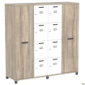 Шкаф Locker SIG - 605 - 1 (1850х550х1900мм) Черный графит / Вяз Либерти Дымчатый / Белый AMF