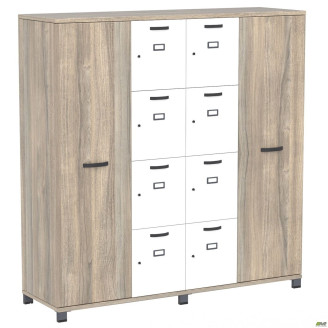 Шкаф Locker SIG - 605 - 1 (1850х550х1900мм) Черный графит / Вяз Либерти Дымчатый / Белый AMF