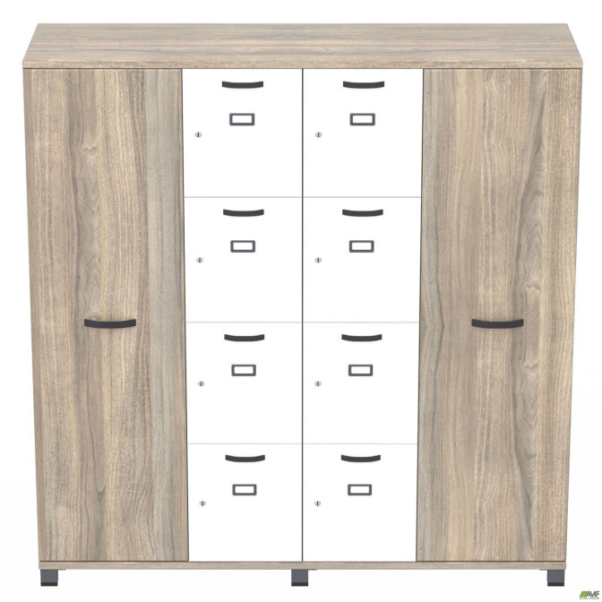 Шкаф Locker SIG - 605 - 1 (1850х550х1900мм) Черный графит / Вяз Либерти Дымчатый / Белый AMF