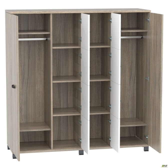 Шкаф Locker SIG - 605 - 1 (1850х550х1900мм) Черный графит / Вяз Либерти Дымчатый / Белый AMF