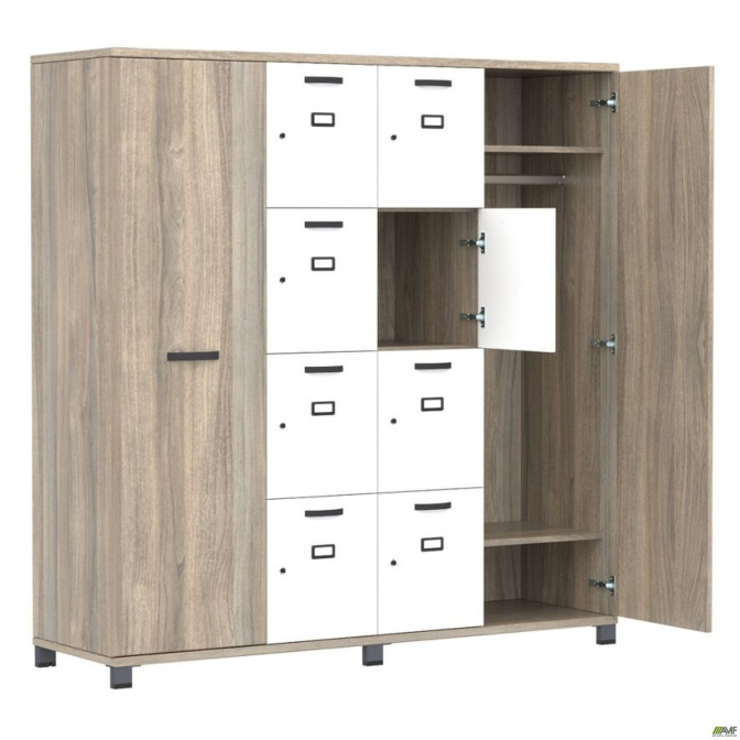 Шкаф Locker SIG - 605 - 1 (1850х550х1900мм) Черный графит / Вяз Либерти Дымчатый / Белый AMF
