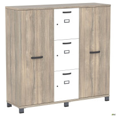 Шкаф Locker SIG - 606 (1450х420х1400мм) Черный графит / Вяз Либерти Дымчатый / Белый AMF