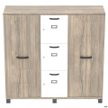 Шкаф Locker SIG - 606 (1450х420х1400мм) Черный графит / Вяз Либерти Дымчатый / Белый AMF
