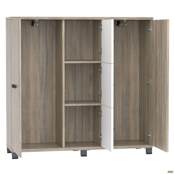 Шкаф Locker SIG - 606 (1450х420х1400мм) Черный графит / Вяз Либерти Дымчатый / Белый AMF